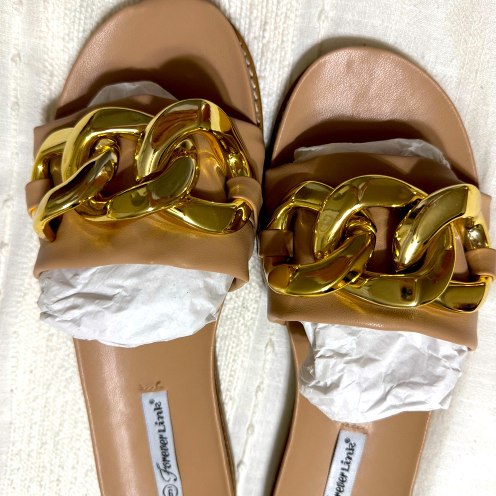 Forever Link Women’s Slides with gold chain links